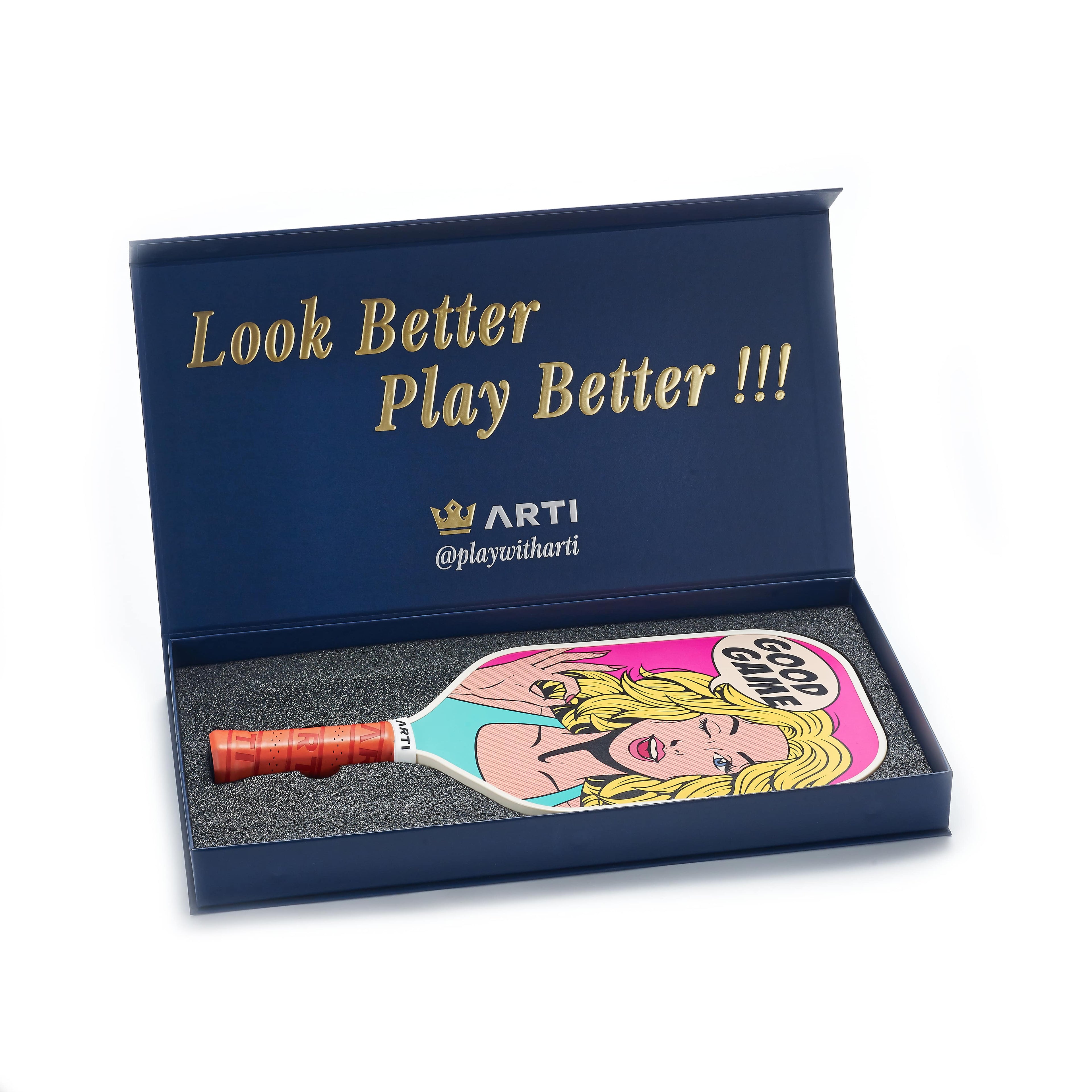 ARTI 16mm T700 Carbon Fiber Kristen & Kristy "GOOD GAME" Pickleball Paddle - USA Pickleball Approved