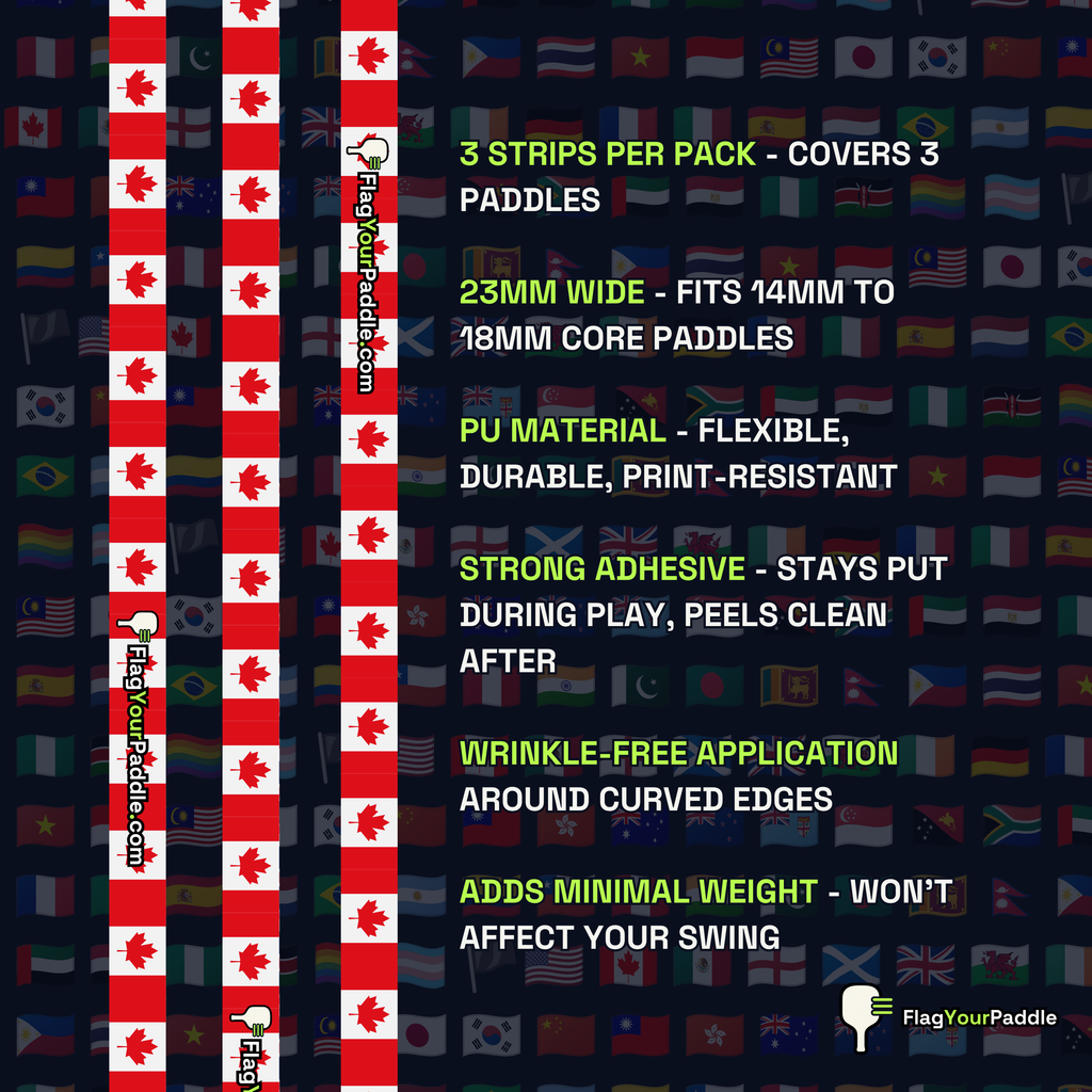 Canada Flag Pickleball Edge Guard Tape — 3 Pack