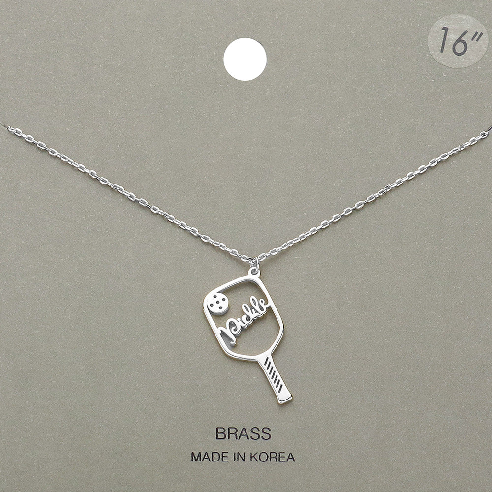 Brass Metal Pickleball Pendant Necklace