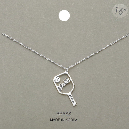 Brass Metal Pickleball Pendant Necklace