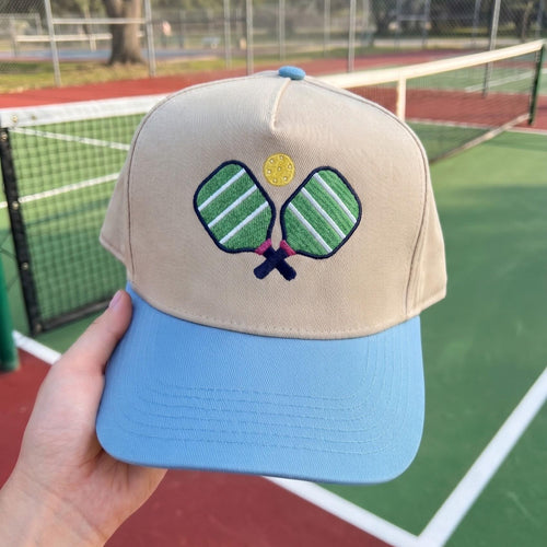 Pickleball Cap with Embroidered Paddle Design - Adjustable Fit